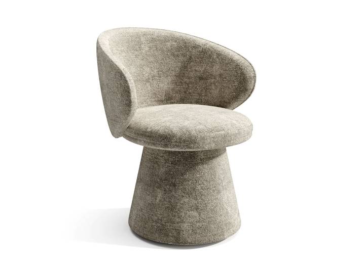 Fauteuil de salon rotatif 180° en velours texturé taupe