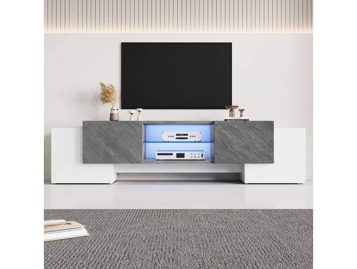 Meuble TV LED Bluetooth 180 x 40 x 46 5 cm blanc et gris