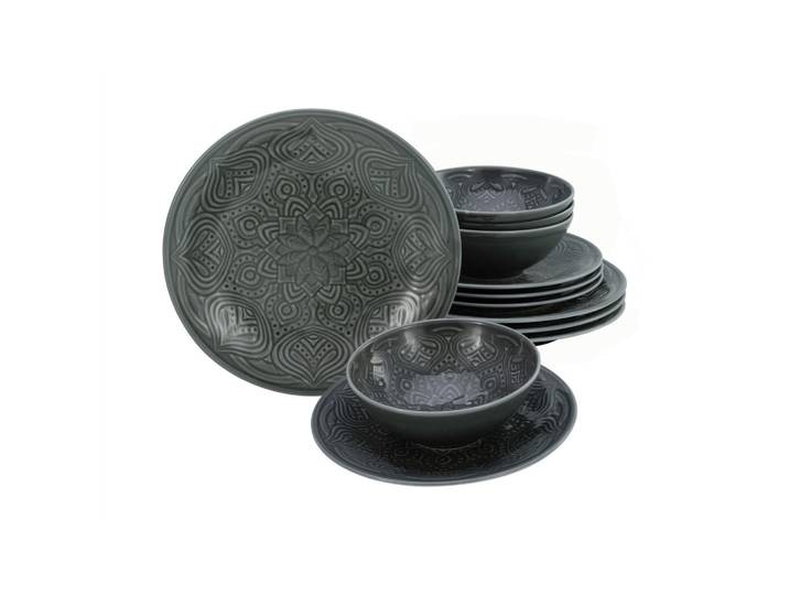 Creatable Tafelservice, Dunkelgrau, Keramik, 12-teilig, orientalisch, Geschirr, Geschirrsets, Tafelservice