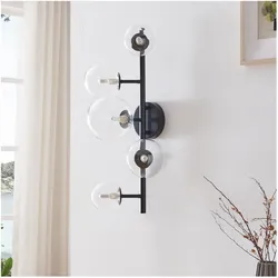 Lux.Pro, Wandleuchte, Wandleuchte Makkor Metall und Glas 62x35x24 cm Schwarz