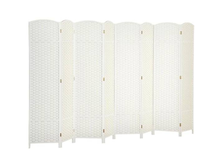 HOMCOM Paravent 8-teilig Raumteiler Faltbar Sichtschutz 320x170 cm Weiß Trennwand aus Kiefernholz, Raumtrenner, Stellwand, für Schlafzimmer Wohnzimmer