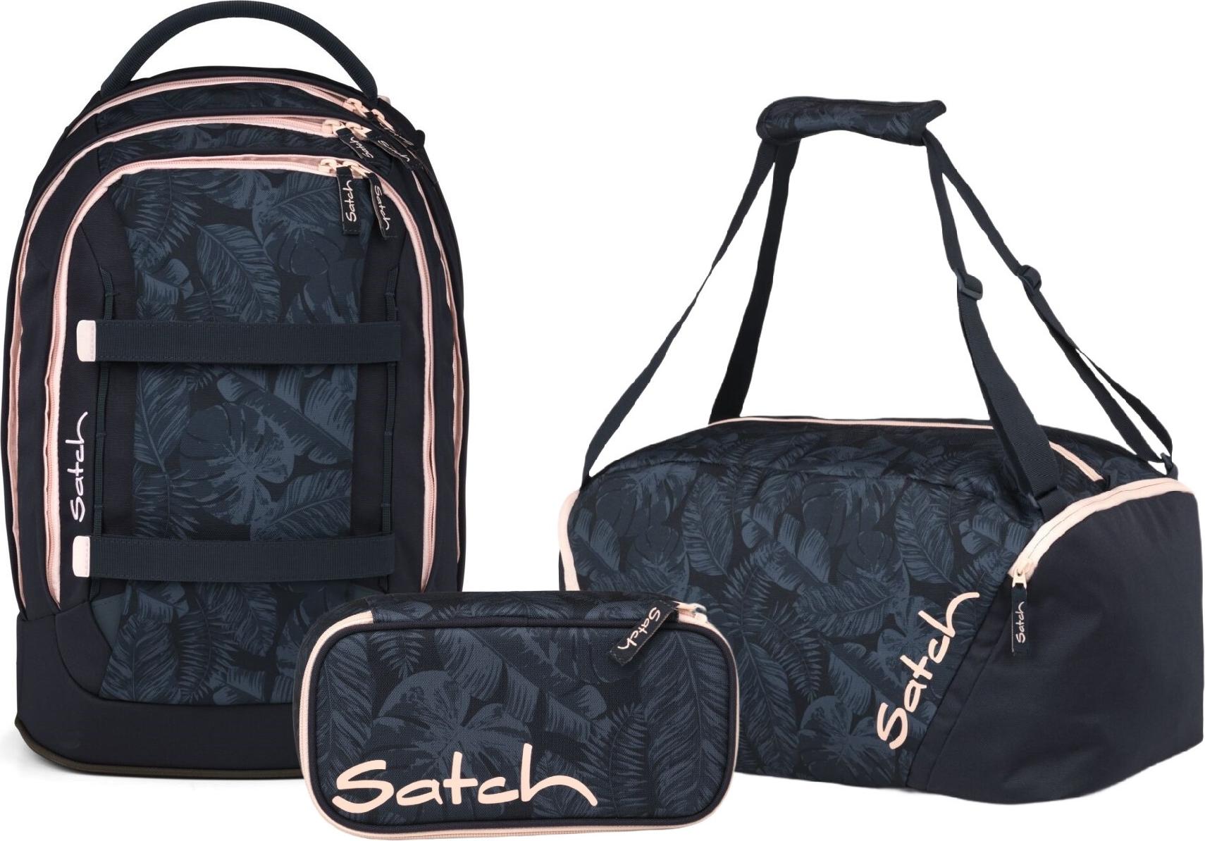 Satch, Schulrucksack-Set PACK Midnight Jungle 3-teilig, ab 5. Klasse