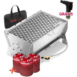 Ovicue L Kompaktgrill Set - Mobiler Gasgrill mit 3,5 kW Leistung und 3 PRIMUS 45...