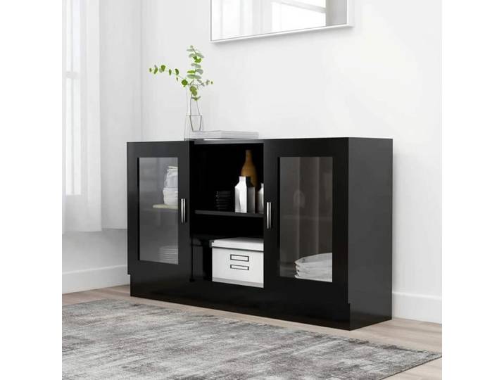 Armoire à Vitrine Buffet Meuble de Rangement Armoire de Rangement Armoire à vitrine Noir 120x30 5x70 cm Aggloméré[436]