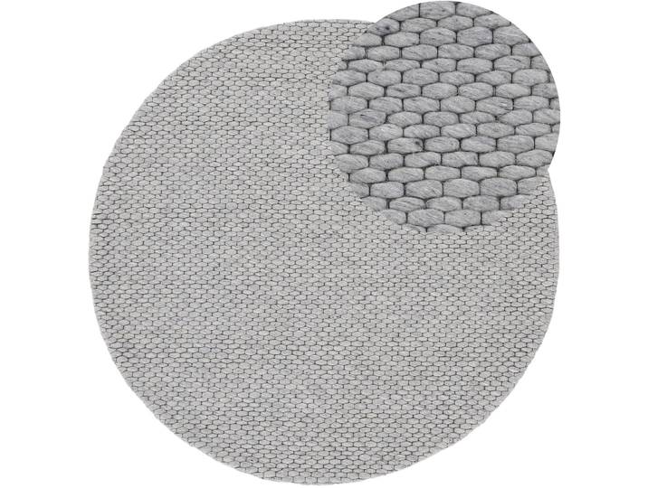 Wollteppich CARPETFINE Sina , grau, H:14mm Ø:80cm, Wolle, Teppiche, Wollteppich, grobe Struktur, Zeitloses Design, reine Wolle, Wohnzimmer