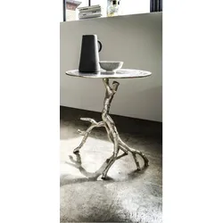 Faktorei Beistelltisch Branch aus Aluminium, Ø/H: ca. 42 x 52 cm, silber