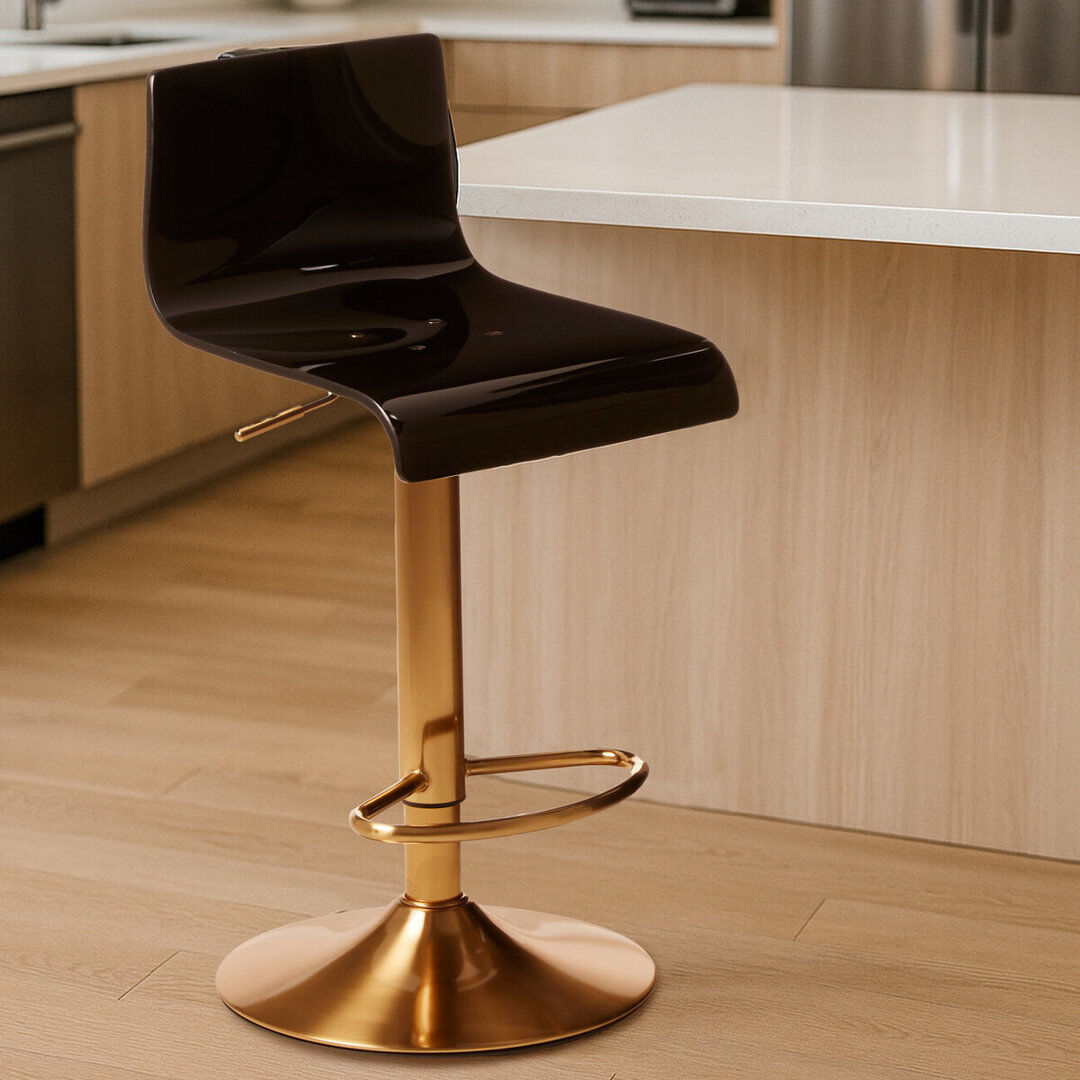 Ivy Bronx Tricia Swivel Adjustable Height Bar Stool Black/Gold 39cm W X 43cm D