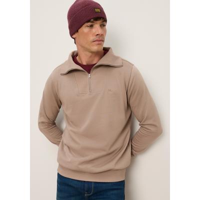 Sweatshirt MAN'S WORLD, Herren, Gr. 3XL, beige (braun), Obermaterial: 60% Baumwolle, 40% Polyester, unifarben, angesetztes Bündchen, Sweatshirts Sweatshirt, Trend: Troyer mit maritimer Note – lässig, unkompliziert, vielseitig