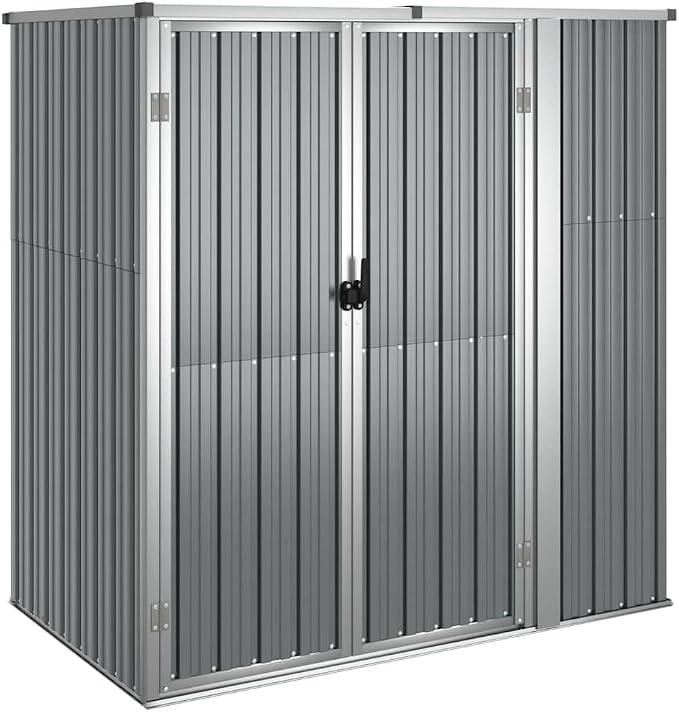 Gerätehaus Grau 161x89x161 cm Verzinkter Stahl | Wartungsarm, Schräges Dach, Praktischer Griff, Für Gartengeräte Und Zubehör
