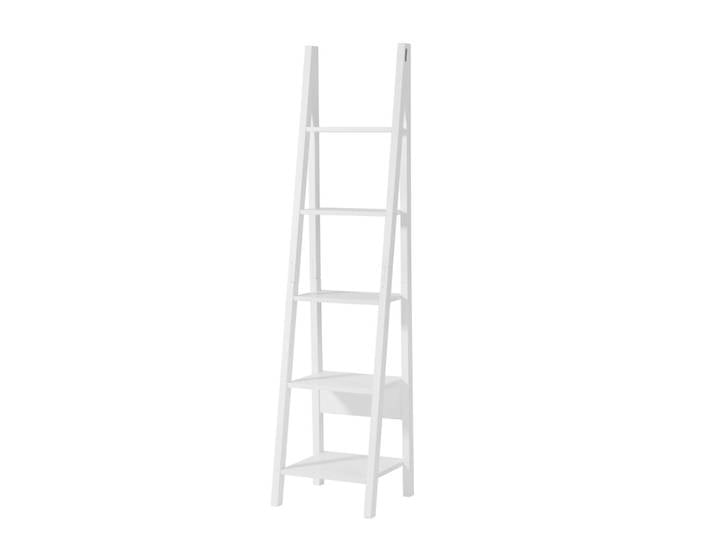 Étagère style échelle avec 5 étages effet bois blanc
