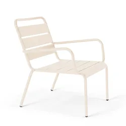 Oviala Business Terrassensessel niedrig Relax Stahl Elfenbein