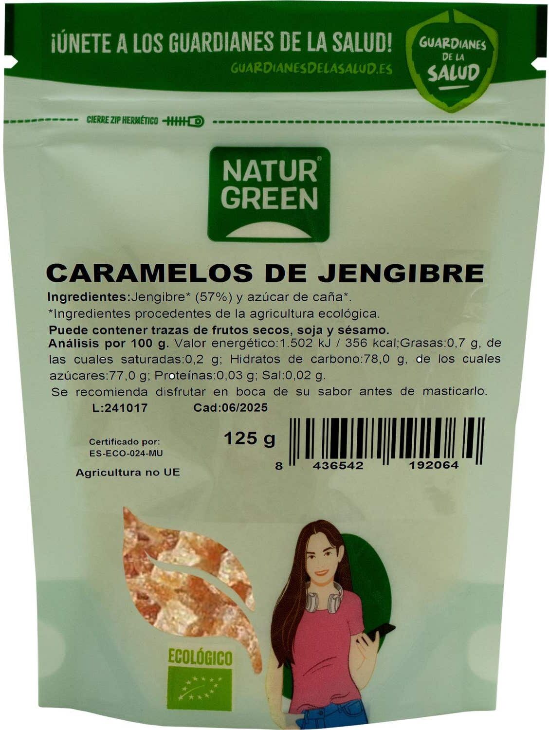 NATURGREEN Caramelos Ecológicos De Jengibre 125g