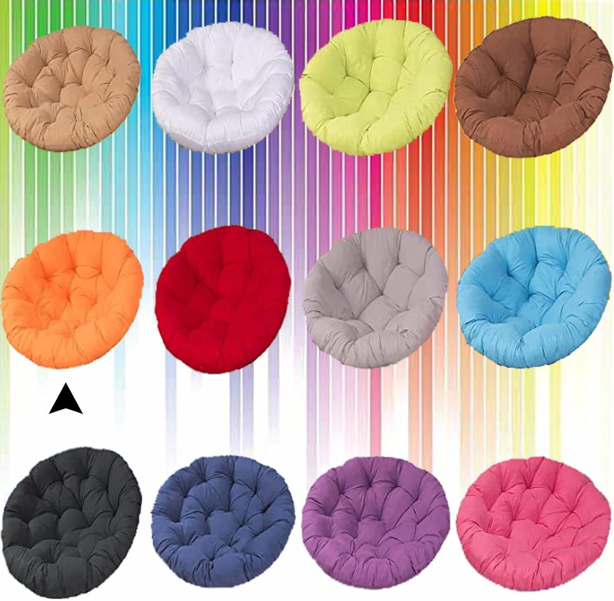 Oranje Papasan stoelkussen met parelkatoen vulling - Ø130cm