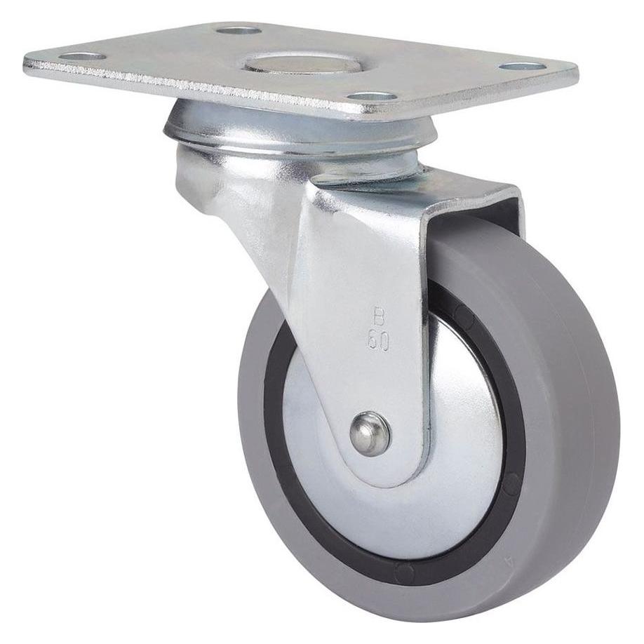 Ruedas Alex Rubber swivel wheel with plate and smooth axle, gray color, max. load. 17 kg, ø 4 cm (57236546)