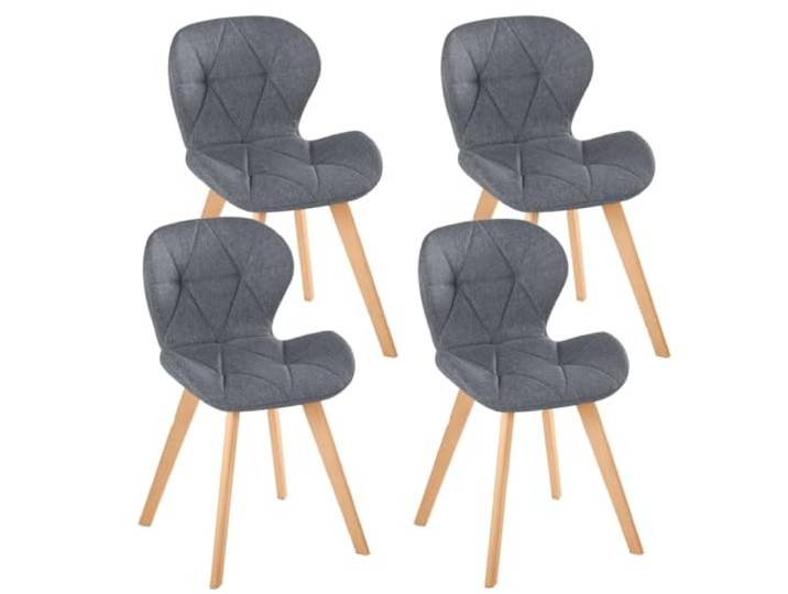 IDMarket - 4er-Set Esszimmerstühle ROBINE aus dunkelgrauem Stoff