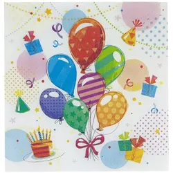 20 Partyservietten Geburtstag Feier Deko Luftballons Festartikel Bunt Motiv