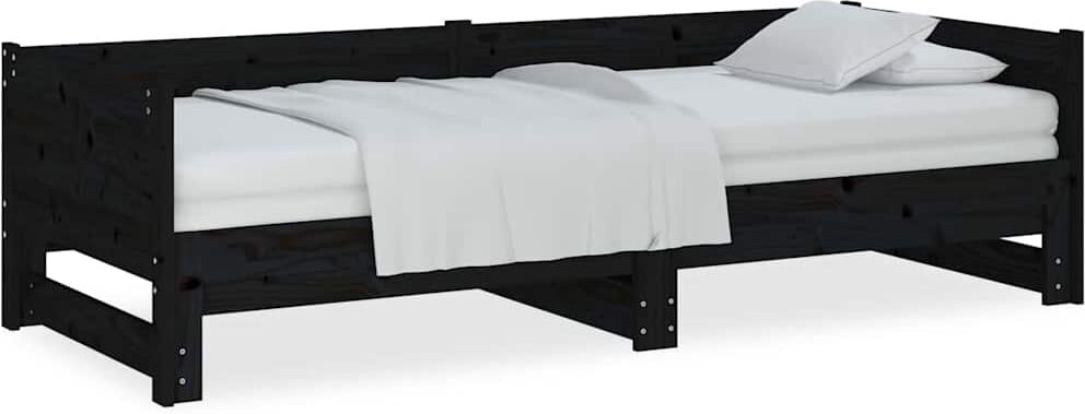 vidaXL Lit coulissant sans matelas noir 2x(90x200) cm