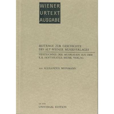 Weinmann, A: Verzeichnis der Musikalien aus dem k.u.k. Hofth -