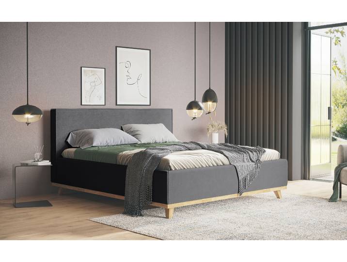 Polsterbett COTTA MILLI I wahlweise mit Bettkasten , grau (schwarz), B:191cm H:112cm L:222cm, Betten, Polsterbett, erhältlich in den Grössen 160x200cm & 180x200cm