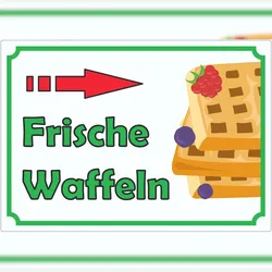 HB-Druck Frische Waffeln Aufkleber mit Pfeil rechts A2 (420x594mm)