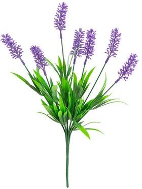 Nearly Natural 14-in UV Resistant Artificial Flowering Lavender Bush - Set of 12