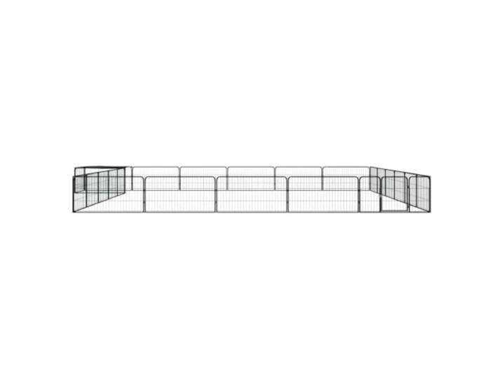 Laufgitter für Hunde, 24 Paneele, schwarz, 100 x 50 cm, pulverbeschichteter Freilaufgehege, PE-Dachabdeckung, abschließbare Tür, 24 Stangen Stabilität, einfache Montage