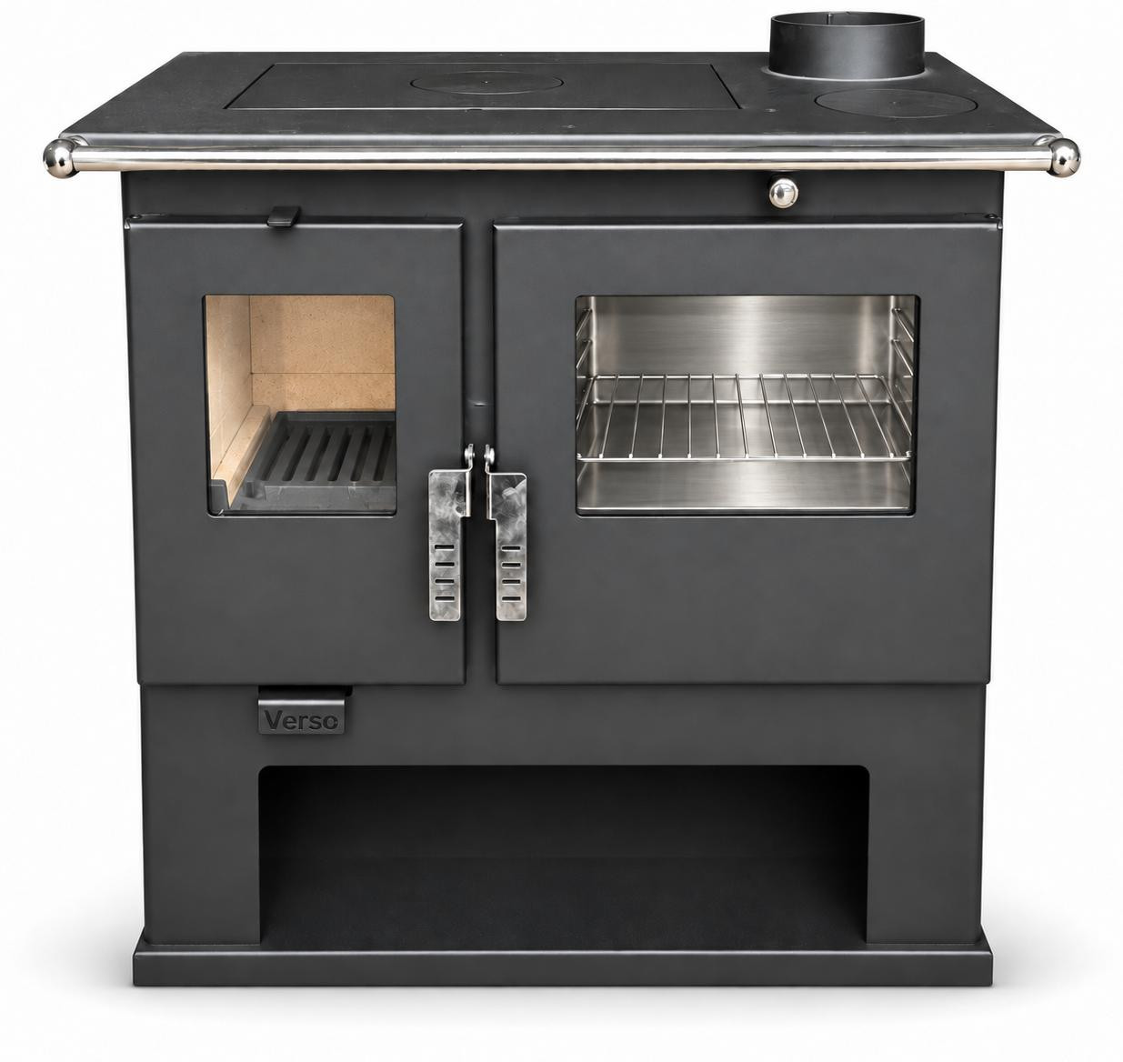 Verso CS Inox Houtfornuis met oven en stalen kookplaat, 7,7 kW