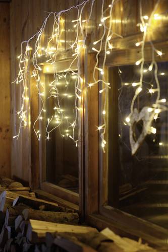 Hellum Lichtervorhang-Eisregen Innen/Außen 180 LED Weiß