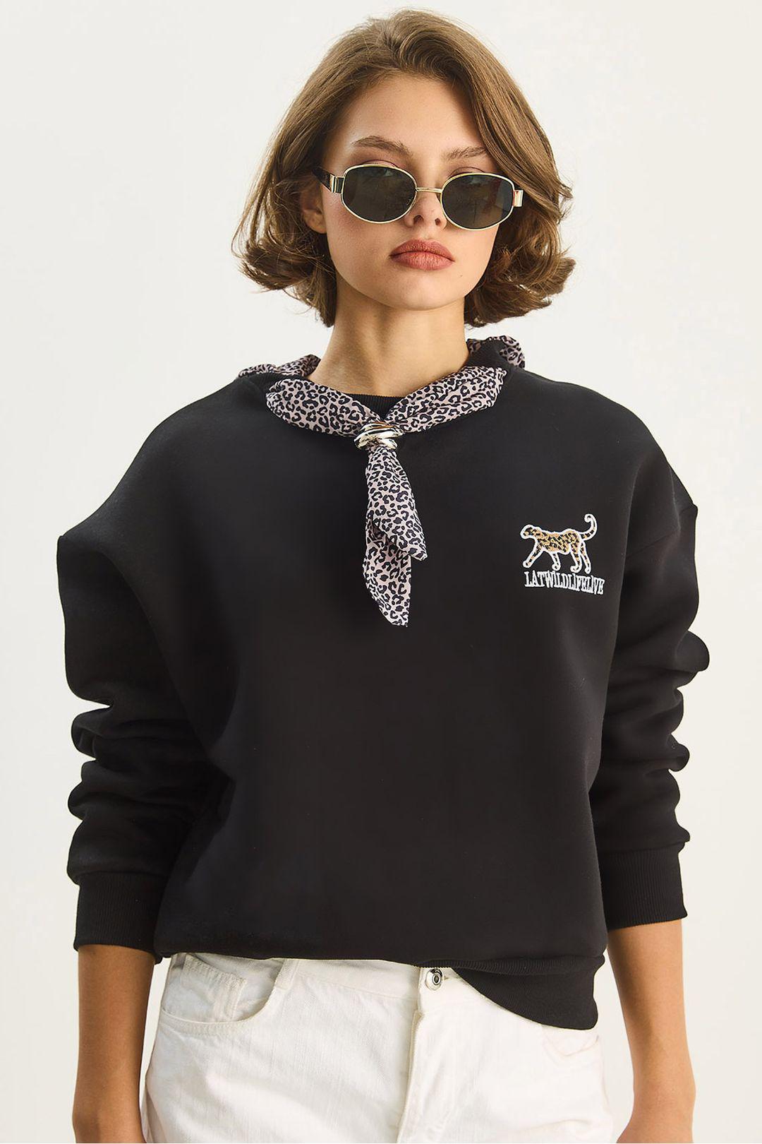 Crew-Neck Sweatshirt mit Druck-Accessoire