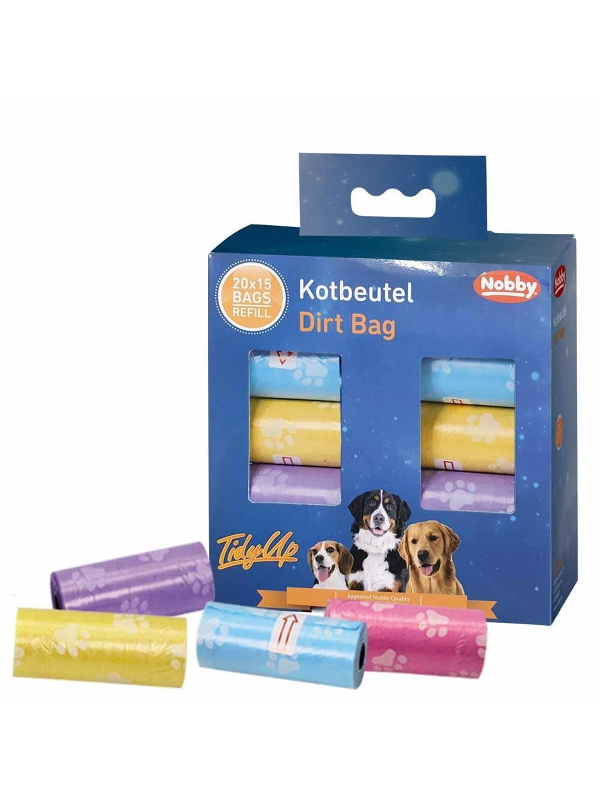 Nobby TidyUp Hundekotbeutel mit Pfoten-Print, Großpackung, 20 Rollen