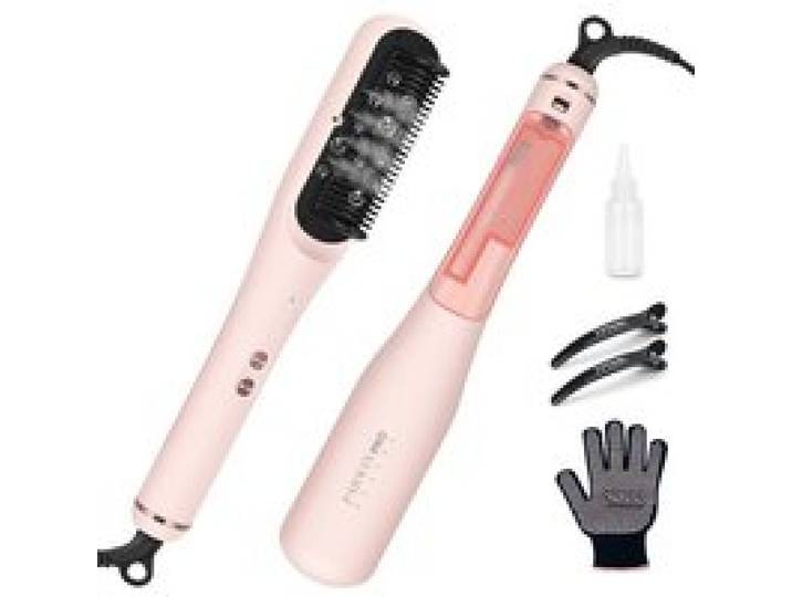 Brosse Lissante À Vapeur Pro 3-En-1 Affichage Led Ions & Vapeur Pour Soin Double Réduit Les Dommages 4 Réglages De Températur