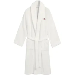 GANT Unisex Bademantel - ARCHIVE SHIELD TERRY ROBE, Schalkragen, Frottee, Baumwolle Weiß / L