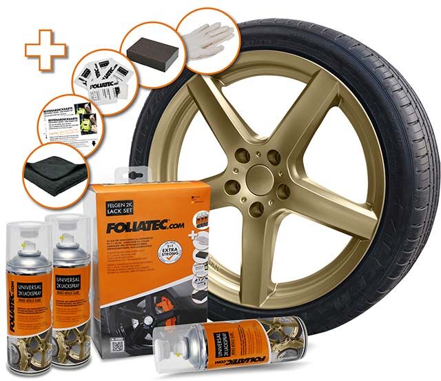 Foliatec Felgenlack 2k Felgen Lack Set, Bronze Metallic Glänzend 2354 0.4l