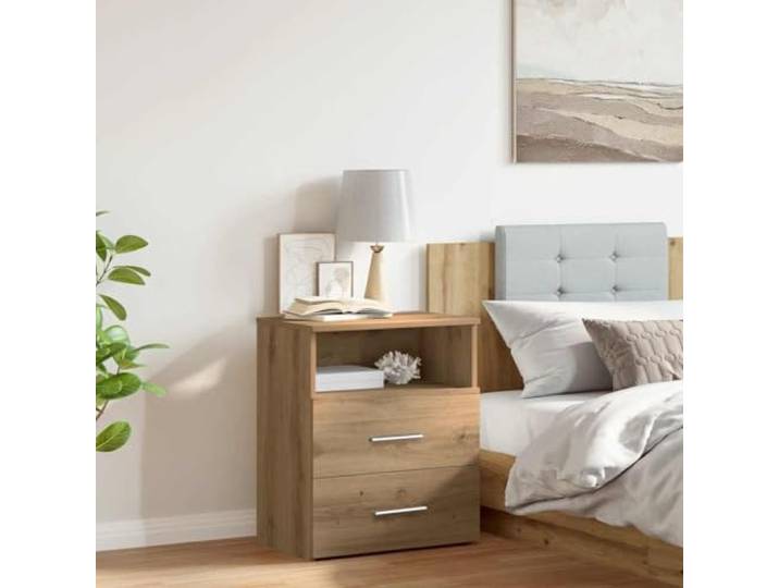 HEFZGDB Nachttisch Artisan-Eiche 50x32x60 cm Holzwerkstoff mit 2 Schubladen und 1 Ablage, Stauraum Möbel für Schlafzimmer, Langlebiges Design mit Feuchtigkeitsbeständigkeit