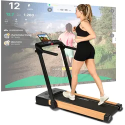 Christopeit-Sport Laufband und Walking Pad  2 in 1 Holzoptik