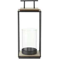 HOME STORY Laterne mit Glaseinsatz   ¦ schwarz ¦ Metall,Glas ¦ Maße (cm): B: 15 H: 37