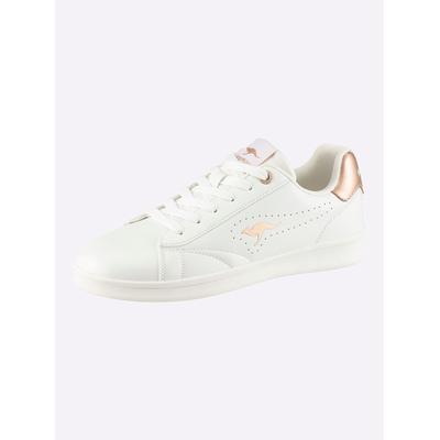 Sneaker KANGAROOS, Damen, Gr. 38, weiß (weiß, rosé), Lederimitat, Schuhe Sneaker