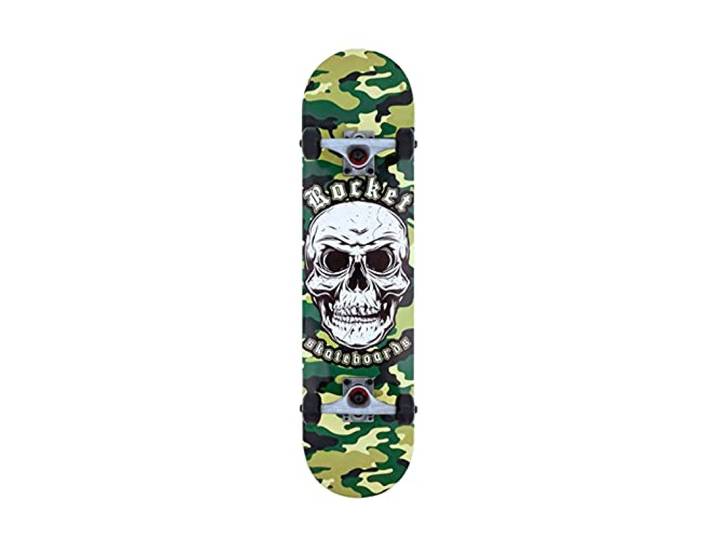 Rocket Complete Combat Skull Skateboard, Unisex, volwassenen, grijs (Camo), 7,75 inch