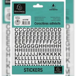 Exacompta 67370E 10x Packung mit selbstklebenden, schwarzen Buchstaben A-Z 10 mm - Schwarz