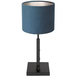 Nachttischleuchte Tischlampe Schlafzimmerleuchte schwarz-matt Textil blau E27