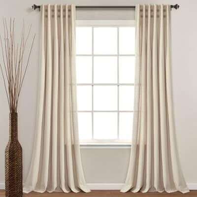 "Lush Decor Linen Button Pinched Pleat Window Curtain Single Panel - 84"" x 40"""