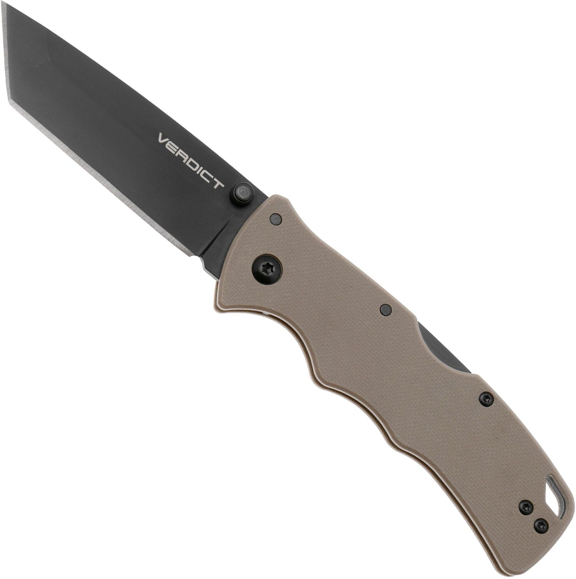 Cold Steel Verdict Tanto FL-C3T10AFDE, DLC AUS10A, Coyote G10, coltello da tasca