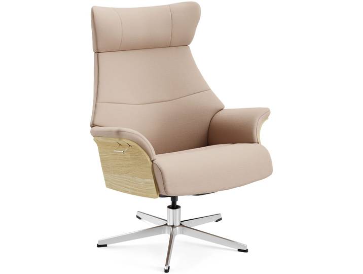 Conform Sessel Airness 14 salmon Stoff, Eiche, Aluminium B 81 T 163 H 101 cm - Möbel Konfigurator: Traummöbel individuell zusammenstellen