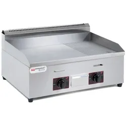 Ristoattrezzature Fry Top, professioneller Gasgrill auf der Arbeitsplatte, aus Edelstahl – 2/3 glatte, 1/3 gerippte Platte – 73 x 55 x 40 h cm