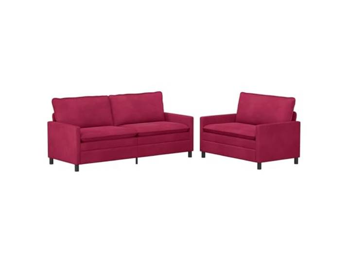 Coespram Sofa Set 2-teilig, 2-Sitzer & 3-Sitzer Couch Samt Weinrot Doppellagige Kissen und robuster Metallrahmen bieten maximalen Sitzkomfort für Ihr Wohnzimmer oder den Gästebereich.