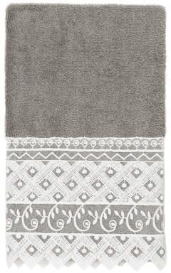 Authentic Hotel and Spa 100% Turkish Cotton Aiden White Lace Embellished Hand Towel