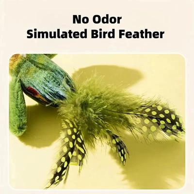 Inspired Finds Interactive Chirping Bird Cat Toy With Catnip & Plush Hunting Instinct Stimulation blue
