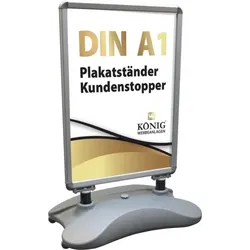 Dreifke Plakatständer Kundenstopper Keitum Wind Line DIN A1 silber| beidseitiger Plakatständer für 2 Plakate | Stabiler Werbeaufsteller für Wind und Wette