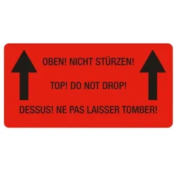 EICHNER Verpackungsetiketten Hinweis »Oben! Nicht stürzen!« rot, 10x5 cm