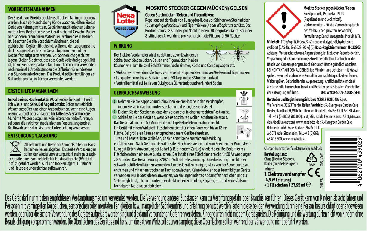 Nexa Lotte MoskitoStecker gegen Mücken/Gelsen 1 Set